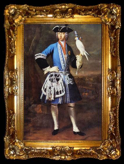 framed  Peter Jakob Horemans Portrait of Clemens August as Falconer, ta009-2